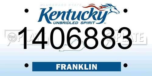 1406883 Kentucky License Plate