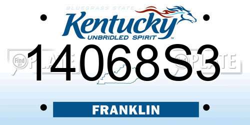 14068S3 Kentucky License Plate