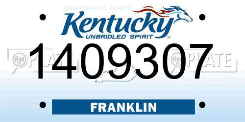 1409307 Kentucky License Plate
