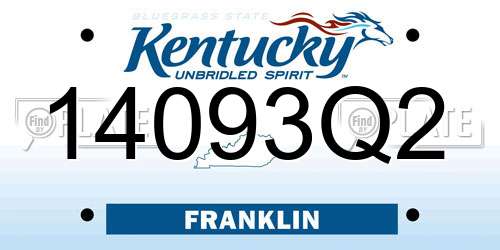 14093Q2 Kentucky License Plate