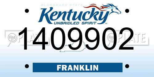1409902 Kentucky License Plate