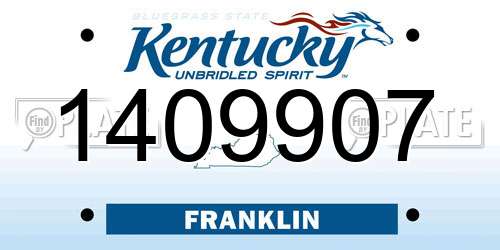 1409907 Kentucky License Plate