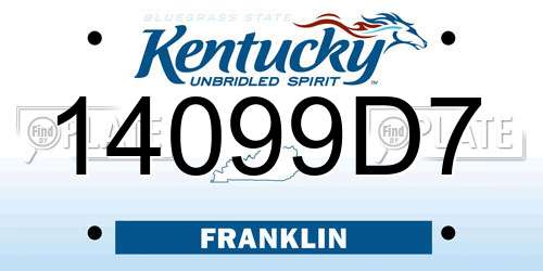 14099D7 Kentucky License Plate