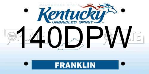 140DPW Kentucky License Plate