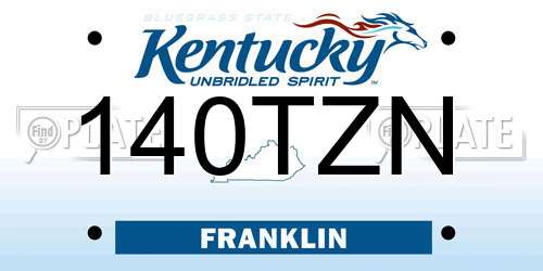140TZN Kentucky License Plate