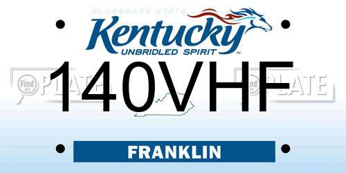 140VHF Kentucky License Plate