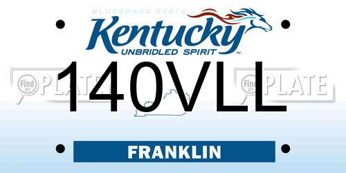 140VLL Kentucky License Plate