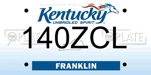 140ZCL Kentucky License Plate