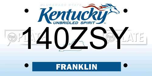 140ZSY Kentucky License Plate