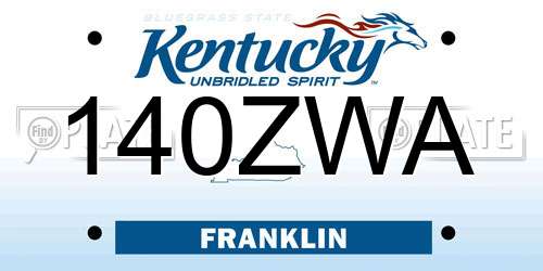 140ZWA Kentucky License Plate