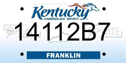 14112B7 Kentucky License Plate