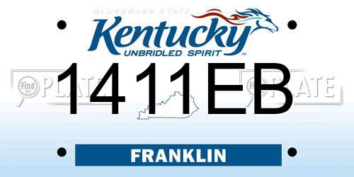 1411EB Kentucky License Plate