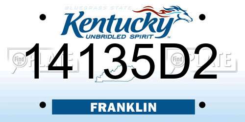 14135D2 Kentucky License Plate