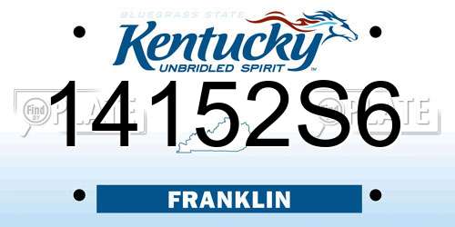14152S6 Kentucky License Plate