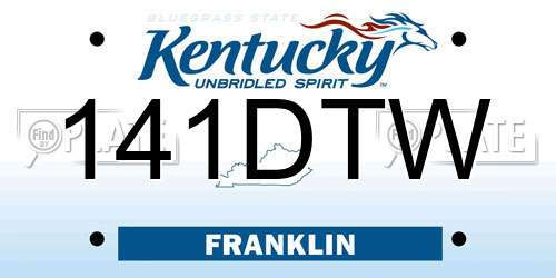 141DTW Kentucky License Plate
