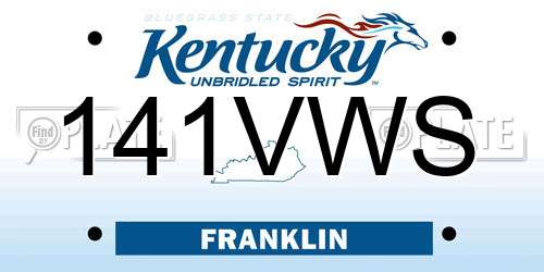 141VWS Kentucky License Plate