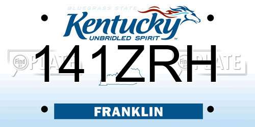 141ZRH Kentucky License Plate