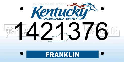1421376 Kentucky License Plate