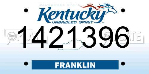 1421396 Kentucky License Plate