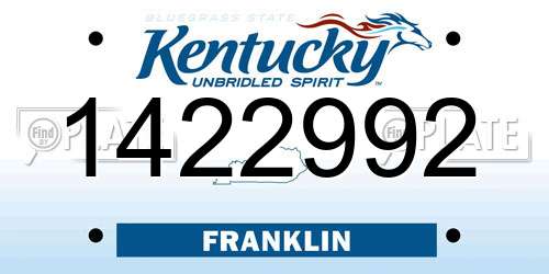 1422992 Kentucky License Plate