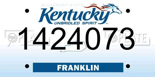 1424073 Kentucky License Plate