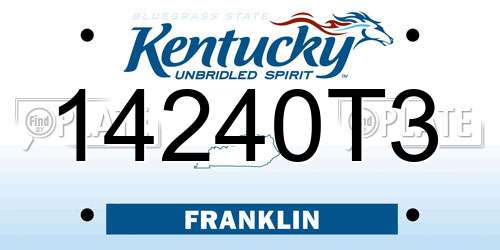 14240T3 Kentucky License Plate