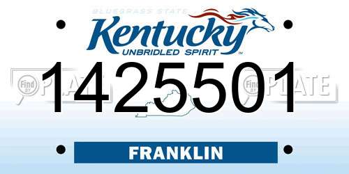 1425501 Kentucky License Plate