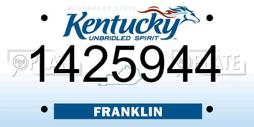 1425944 Kentucky License Plate