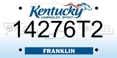 14276T2 Kentucky License Plate
