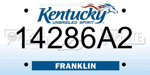 14286A2 Kentucky License Plate