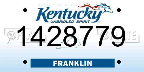1428779 Kentucky License Plate
