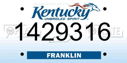 1429316 Kentucky License Plate