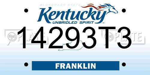 14293T3 Kentucky License Plate
