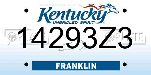 14293Z3 Kentucky License Plate