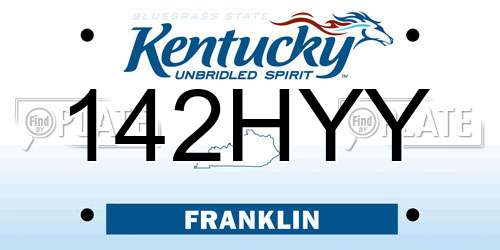 142HYY Kentucky License Plate