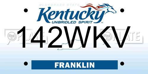 142WKV Kentucky License Plate