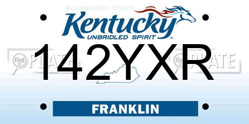 142YXR Kentucky License Plate
