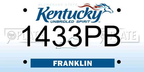 1433PB Kentucky License Plate