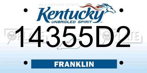 14355D2 Kentucky License Plate