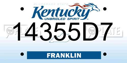 14355D7 Kentucky License Plate