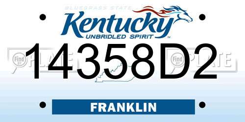 14358D2 Kentucky License Plate