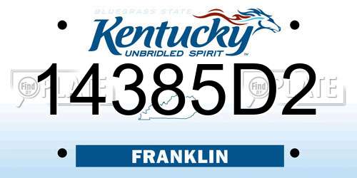 14385D2 Kentucky License Plate