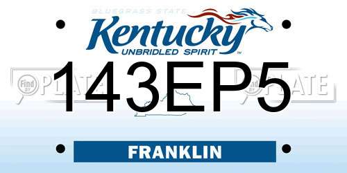 143EP5 Kentucky License Plate