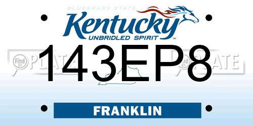 143EP8 Kentucky License Plate