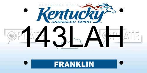 143LAH Kentucky License Plate