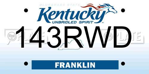 143RWD Kentucky License Plate