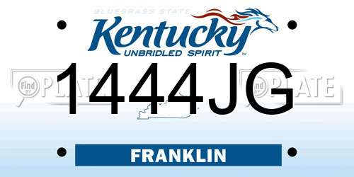 1444JG Kentucky License Plate