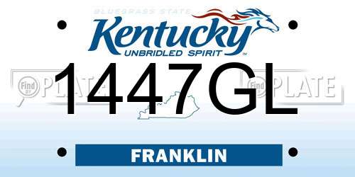 1447GL Kentucky License Plate