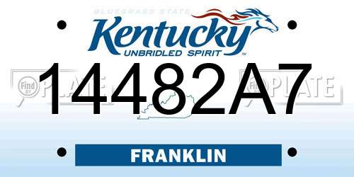 14482A7 Kentucky License Plate