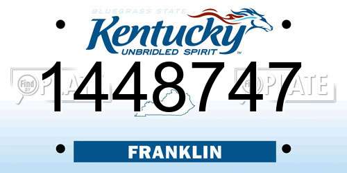 1448747 Kentucky License Plate